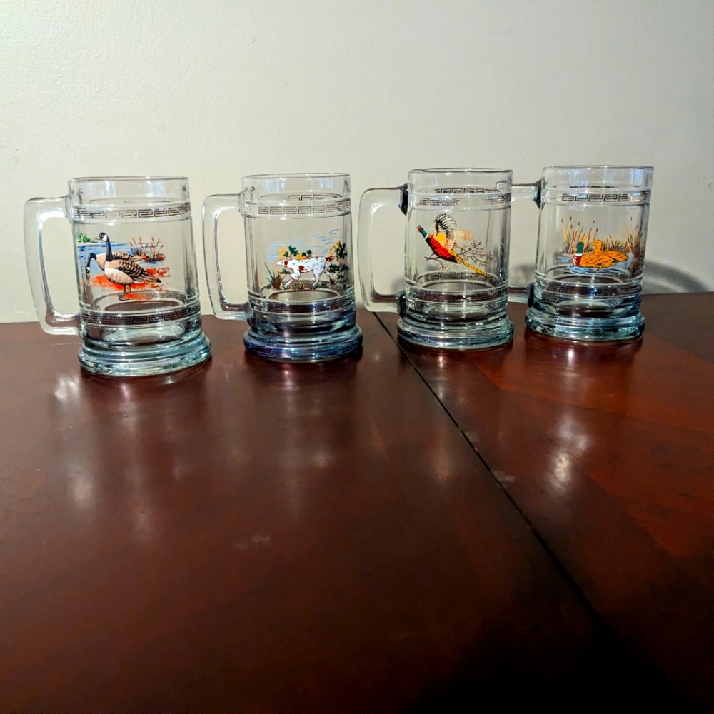 Vintage GH lass hunting beer mugs set of 4